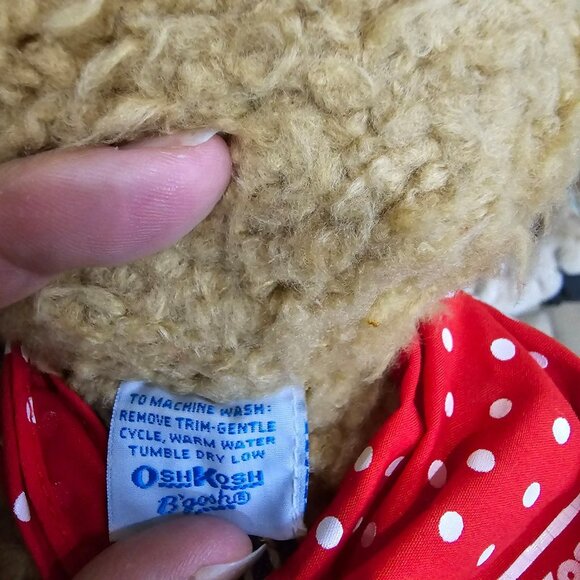 Eden OshKosh B'gosh Plush Stuffed Bear Animal Sherpa Plushie 11" striped overall - Picture 4 of 6